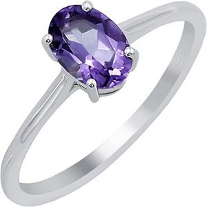 Natural Gemstone Rings For Women Sterling Silver, Solitaire Rings For Women